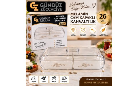 IPEK ❗MELAMIN ❗PRENSES KARE KAHVALTILIK ↔️26CM↔️***12