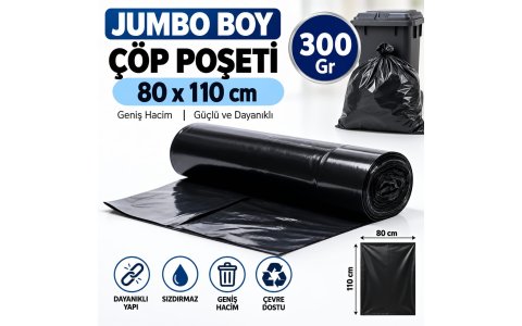 ASPLAST ↔️300GR ENDÜSTRİYEL JUMBO BOY ↔️ÇÖP POSETI* (80*110)**20