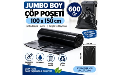 STAR PLS↔️ 600GR ENDÜSTRIYEL JUMBO BOY↔️ ÇÖP POSETI* (100*150CM)*10