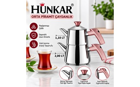 HÜNKAR ➡️ORTA PIRAMIT⬅️ ÇAYDANLIK ➡️1,10LT+2LT⬅️***8