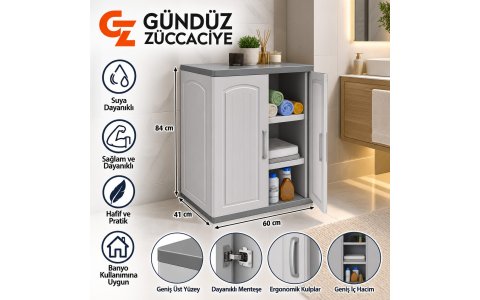 ÇELIK AYNA ➡️2 KAPILI  DEMONTE BANYO DOLABI⬅️ (EBATI=84*60*41CM)**1