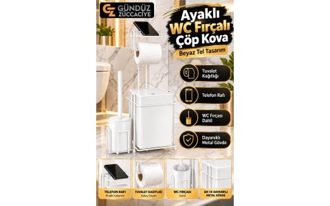 ÇELIK AYNA AYAKLI KROM TEL ➡️WC FIRÇALI ÇÖP KOVASI⬅️***6