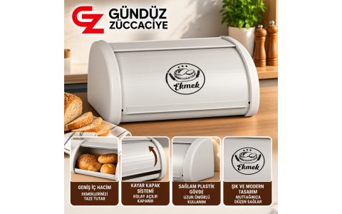 NILSAH BEYAZ METAL ➡️SÜRGÜLÜ⬅️ EKMEK KUTUSU**1