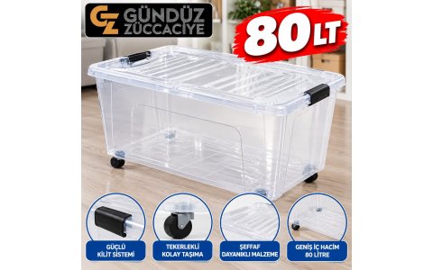 QS ➡️80LT⬅️ TEKERLEKLI SAKLAMA KABI***4