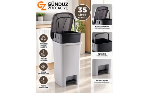 ÜÇSAN PLS ➡️35LT⬅️ SLIM PEDALLI ÇÖP KOVASI (ÇÖP KOVALI)**6