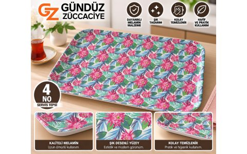 GÜNES MELAMIN 4NO SERVIS TEPSI ➡️29*44* 2,2CM⬅️**25
