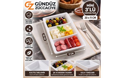 GUNES MELAMIN MINI ➡️3LÜ⬅️ ÇEREZLIK&KAHVALTILIK ➡️20*11CM⬅️***100