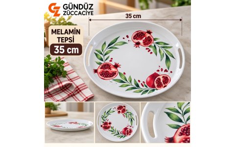 GÜNES MELAMIN MERCAN YUVARLAK DESENLI TEPSI➡️35CM⬅️****10