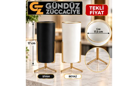 SIGMA VENEZIA METAL AYAKLI VAZO➡️ALTIN-SIYAH-BEYAZ⬅️**12