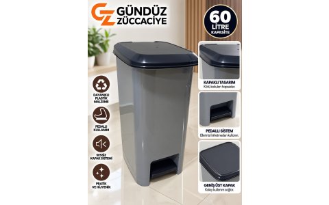 ÜÇSAN PLS ➡️60LT⬅️ SLIM PEDALLI ÇÖP KOVASI(ÇÖP KOVASIZ)**4