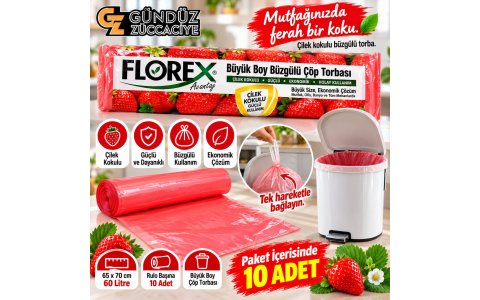 FLOREX BÜZGÜLÜ ↔️60LT KOKULU↔️ ÇÖP POSETI**25