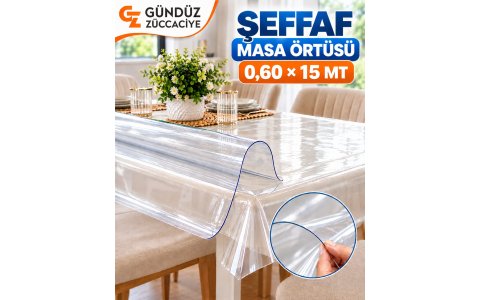 NURTEKS 1,2MM RULO SEFFAF MASA ÖRTÜSÜ ➡️0,60*15MT⬅️*1