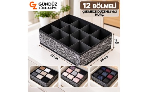 ➡️12 BÖLMELI⬅️ ÇEKMECE DÜZENLEYICI HURÇ (31*24*11CM)**1