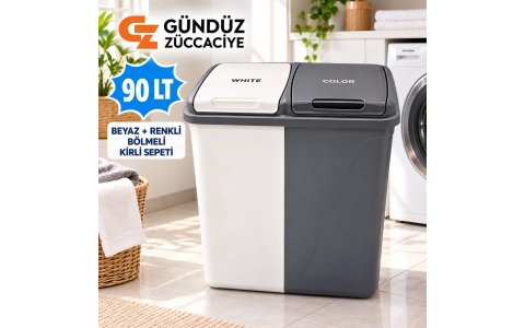 VIOLETTA PLS➡️90LT⬅️ ••BEYAZ+RENKLI BÖLMELI•• KIRLI SEPET**4