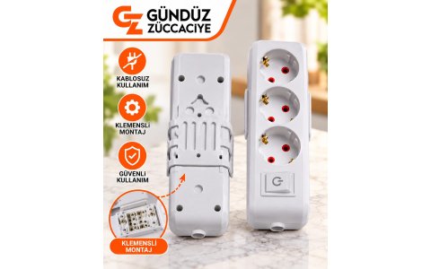 ASEL KABLOSUZ➡️3LÜ⬅️PRIZ ((KLEMENSLI))**1