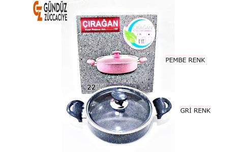 ÇIRAGAN 22CM BASIK GRI GRANIT TENCERE (KOLİ İÇİ:8)