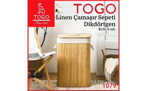 TOGO LINEN BAMBU AHSAP/GRI DIKDORTGEN ÇAMASIR SEPETI*6