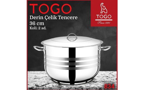 TOGO 430 KALITE 36CM ÇELIK FLANS KULPLU DERIN TENCERE***1