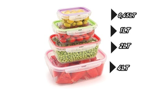4LÜ KILITLI DIKD SAKLAMA KABI(4LT+2LT+1LT+0,45LT)***