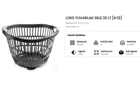 ÖZGEN PLS 32LT LÜX YUVARLAK ÇAMASIR SEPETI**12