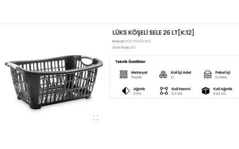 ÖZGEN PLS 26LT LÜX KÖSELI ÇAMASIR SEPETI**12