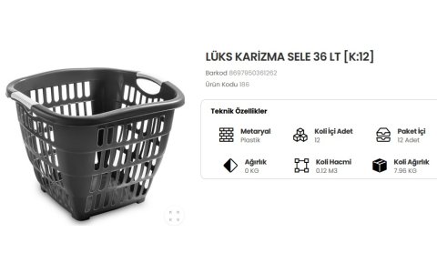 ÖZGEN PLS 36LT LÜX KARIZMA ÇAMASIR SEPETI**12