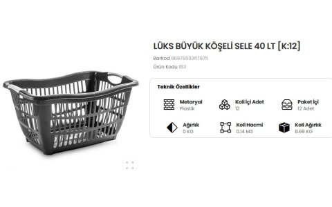 ÖZGEN PLS 40LT LÜX BÜYÜK KÖSELI ÇAMASIR SEPETI**12