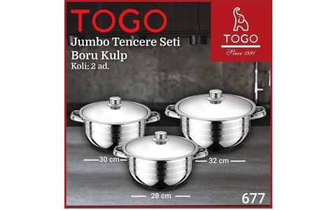 TOGO 28-30-32CM BORU KULPLU 430 KALITE ÇELIK TENCERE SETI*4
