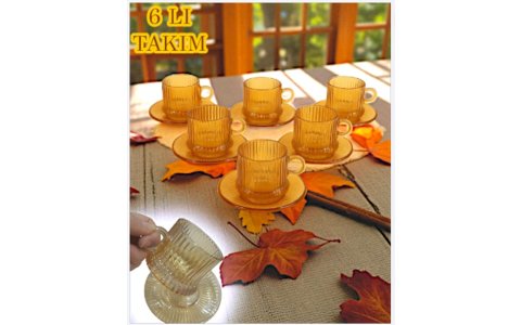 CHEF STAR 6LI GOLD 150ML BÜYÜK BOY CAM FINCAN TAKIMI *8