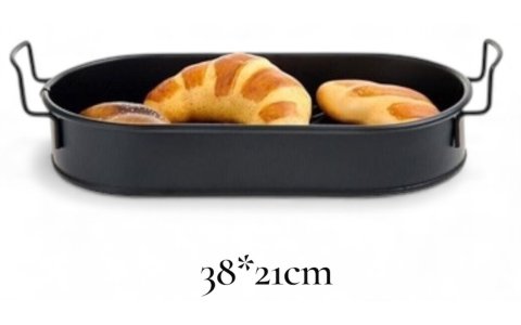 MANOR BYK SIYAH METAL OVAL SUNUM TEPSI(38CM*21CM)***1