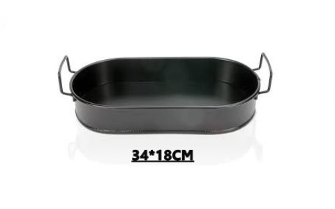 MANOR ORTA SIYAH METAL OVAL SUNUM TEPSI(34CM*18CM)***1