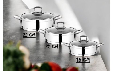 PEGASUS 18-20-22CM ÇELIK 3LÜ DERIN TENCERE(304 KALİTE)***2