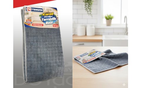 TEMSAN KARELI 40*40CM MIKROFIBER TEMIZLIK BEZI***1