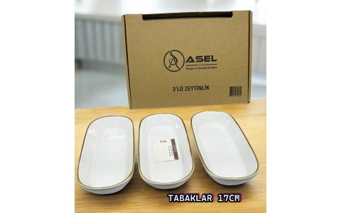 ASEL SERAMIK 17CM 3LÜ ZEYTINLIK (KUTULU)*30