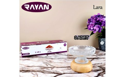 RAYAN LARA 3LÜ AYAKLI CAM SUNUMLUK KASE (130ML)***12