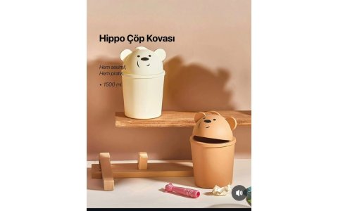LÜX PLAS HIPPO 19CM MINI ÇÖP KOVASI*18