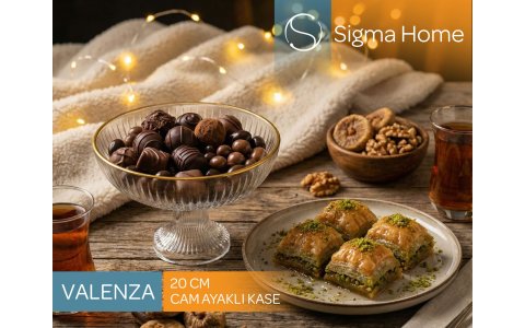 SIGMA VALENZA PARIS ALTIN YALDIZLI 20CM CAM AYAKLI SUNUMLUK ***8