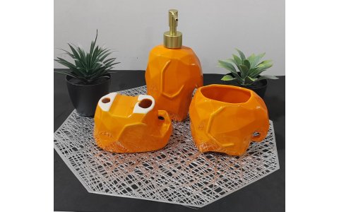 SERAMIK 3LÜ TURUNCU FIL BANYO SETI**12
