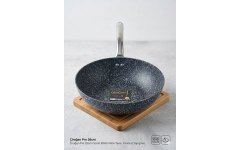 ÇIRAGAN 28CM ENDÜSTRIYEL KULPLU GRANIT WOK TAVA*10