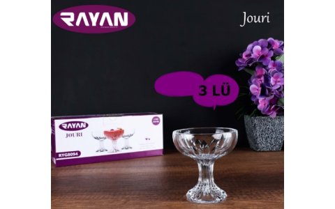 RAYAN JOURI ↔️3LÜ ↔️AYAKLI CAM KASE(250ML)**12