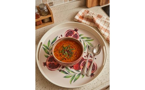 GÜNES MELAMIN MERCAN YUVARLAK DESENLI TEPSI(35CM)****10