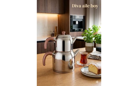 HUNKARDEM AİLE DIVA SADE ÇAYDANLIK( DEMLİK 1,5LT SULUK 3LT)