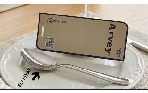 ARVEY *1MM*KARTELALI DÜZ 6LI YEMEK KASIGI*100